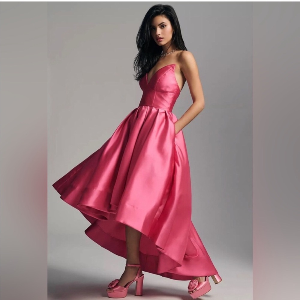 NWOT Anthropologie Hutch Sabrina Strapless V-Neck Full Skirt Gown with Pockets